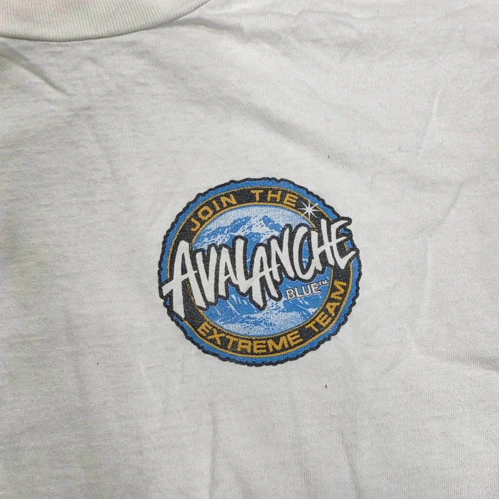 Vintage Avalanche Blue‎ Peppermint Schnapps Shirt Murina XL White Single Stitch